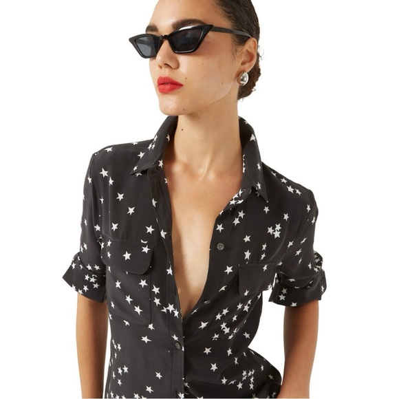 Equipment 100% Silk Starry Night Shirt, Size M - Picture 5 of 13